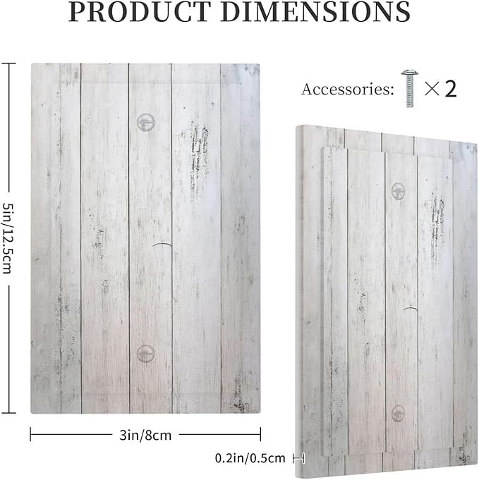 Rustic White Grey Wood Grain Light Switch Cover Plate 1 Gang No Device Blank Decorative Switch Plate Electrical Wall Plates Faceplate for Bedroom Bathroom Decor