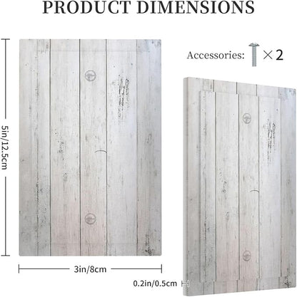 Rustic White Grey Wood Grain Light Switch Cover Plate 1 Gang No Device Blank Decorative Switch Plate Electrical Wall Plates Faceplate for Bedroom Bathroom Decor