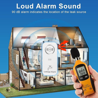 90dB Loud Water Leak Detector, 2 Pack Wireless Alarm with 3 Probes for Kitchen Bathroom Basement, Easy Installation Floor & Pipe Drip Sensor