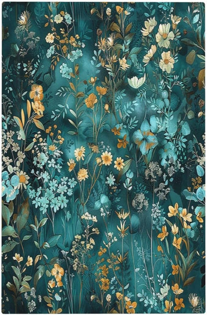 Light Switch Cover Plate Green Leaf Floral Boho Golden Flower Plant 1 Gang No Device Blank Electrical Wall Plates Faceplate Decorative Switch Plate For Bed Room Cabin Decor