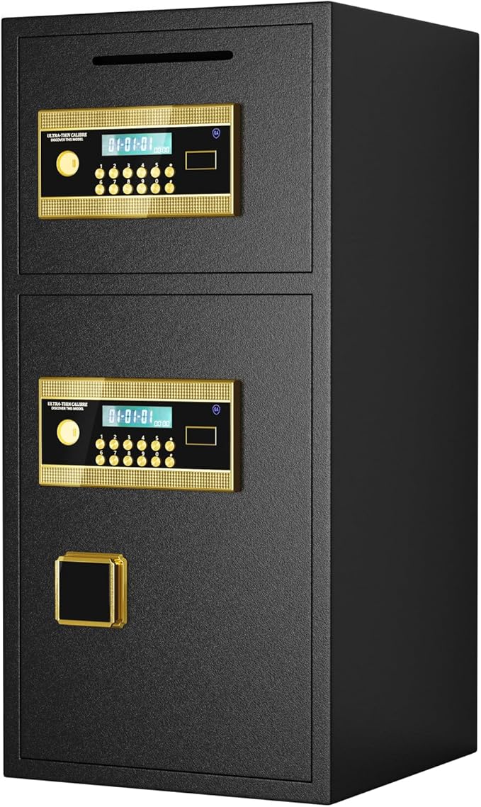6.0 Cu Ft Large Double-Door Coin-Operated Digital Safe with Fireproof & Waterproof Bag,Hidden Code,Coin Slot,Thickened All-Steel Construction,Extra Storage,Wall/Floor Mountable for Home/Office/Hotel