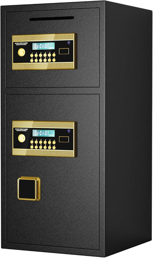 6.0 Cu Ft Large Double-Door Coin-Operated Digital Safe with Fireproof & Waterproof Bag,Hidden Code,Coin Slot,Thickened All-Steel Construction,Extra Storage,Wall/Floor Mountable for Home/Office/Hotel