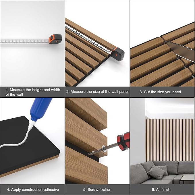 Yuzzy Wood Panels for Wall and Ceiling - 108 x 11 Inch Wood Slat Acoustic Panels 2 PCS - Modern Sound Absorbing Wall Panels for Interior Wall Decor for Home, Office, Studio - Rustic Oak