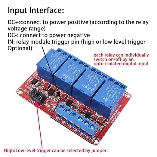 2PCS 4 Channel 12V Relay Module with Optocoupler High or Low Level Trigger Expansion Board for Raspberry Pi Arduino
