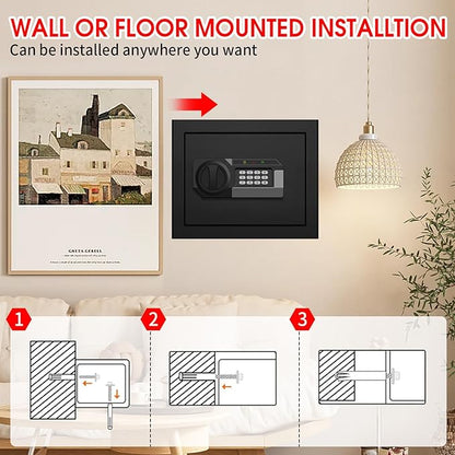 1.8 Cuft Small Fireproof Safe for Home Use, Safe Box Fireproof Waterproof with Programmable Keypad, Spare Keys and Removable Shelf, Digital Home Security Safety Box for Money Documents Medicines