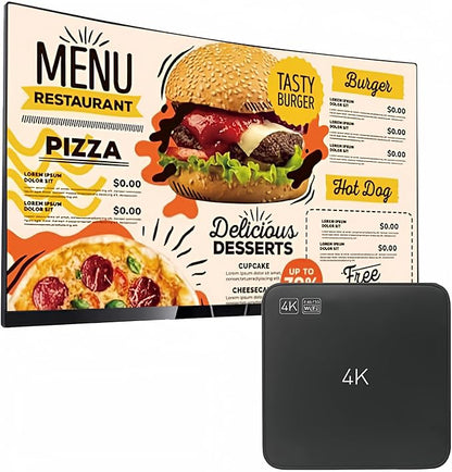 Smart Digital Signage Player with Non-Subscription CMS Software 7x24 Stable Auto Play Make TV Set Become LCD Display Andriod 4K Advertising Media Player(YM05)