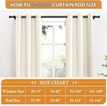 TONIAL Black Curtain Rods for Windows 28 to 48 Inches, Telescoping Splicing 3/4 Curtain Rod 32 to 43 Inch(2.6-3.6ft), Decorative Single Drapery Rod with Small Finial