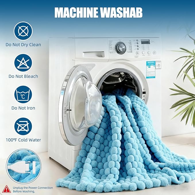 Electric Blanket 50" x 60" Soft Ribbed Faux Fur Flannel Quick Heat 12 Heat Levels 1-12 Hour Timer and Overheat Protection & Auto Shut Off & ETL FCC (Sky Blue, Throw 50" x 60")