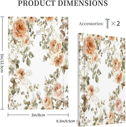 Light Switch Cover Plate Vintage Warm Color Orange Flowers And Leaves 1 Gang No Device Blank Electrical Wall Plates Faceplate Decorative Switch Plate for Bedroom living Room Decor