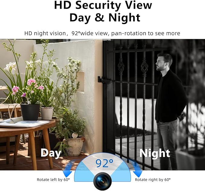 Video Doorbell Camera Wireless with Charm, HD Camera, Real-Time Alerts Ring Call, Pan Rotate, AI Detection, Power Battery, Home Security Apartment Camara para Puerta, 2.4G WiFi, Carbon Fiber