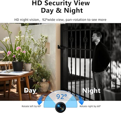 Video Doorbell Camera Wireless with Charm, HD Camera, Real-Time Alerts Ring Call, Pan Rotate, AI Detection, Power Battery, Home Security Apartment Camara para Puerta, 2.4G WiFi, Carbon Fiber