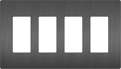 LIDER Brushed Finish Decorator Switch Cover, Screwless Wall Plate, Mid-Size 4-Gang 4.88" x 8.58", Unbreakable Polycarbonate Thermoplastic, UL Listed, LSWP-34M-BSG, Brushed Space Gray