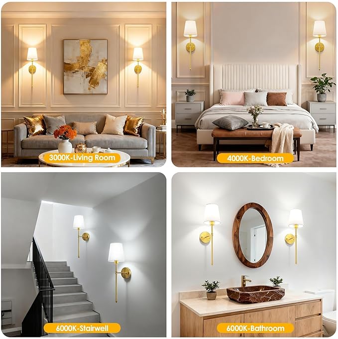 OCATO Battery Operated Wall Sconce: 10000mAh Wireless Wall Sconces Set of Two Rechargeable Lamp Dimmable Magnetic Lights with 7 RGB Colors and Remote Home Decor Walls Decor for Bedroom Living Room