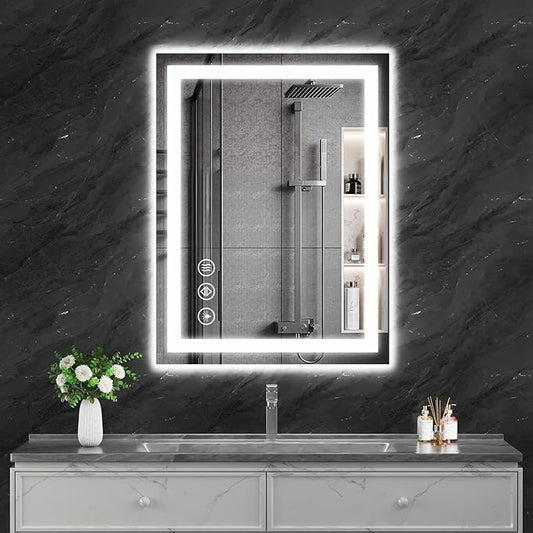 20"x28" LED Bathroom Mirror with Lights, Dimmable, Anti-Fog, Lighted Bathroom Vanity Mirror for Wall, Backlit + Front Lit, Memory Function, Shatter-Proof, Tempered Glass