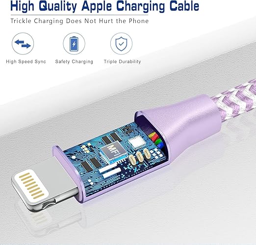 [Apple MFi Certified] Short iPhone Charger 1ft 3Pack,USB A to Lightning Cord Nylon Braided 12 Inch Fast Charging iPhone Cable Compatible with iPhone 14 13 12 11 Pro/Max/Mini Xs SE2/iPad for Car