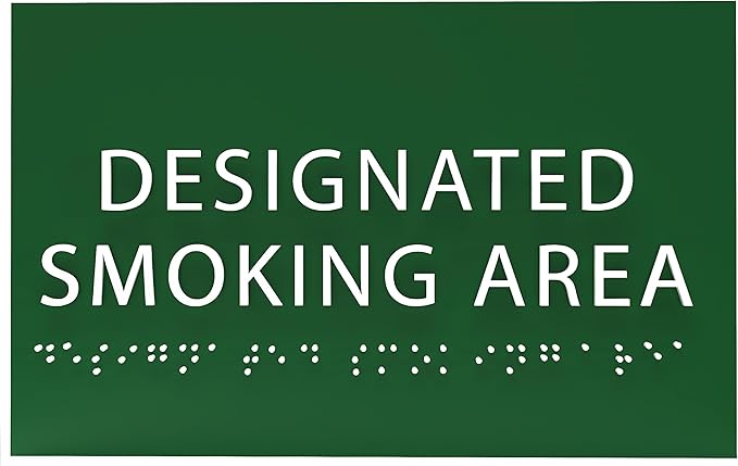 6" X4" Designated Smoking Area Sign - ADA Compliant Tactile Graphics Grade 2 Braille Text | Smoking Permitted Wall Signs for Offices, Private Businesses, Schools, and Restaurants