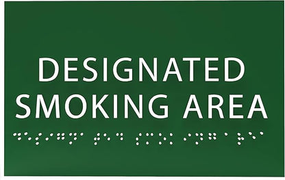 6" X4" Designated Smoking Area Sign - ADA Compliant Tactile Graphics Grade 2 Braille Text | Smoking Permitted Wall Signs for Offices, Private Businesses, Schools, and Restaurants