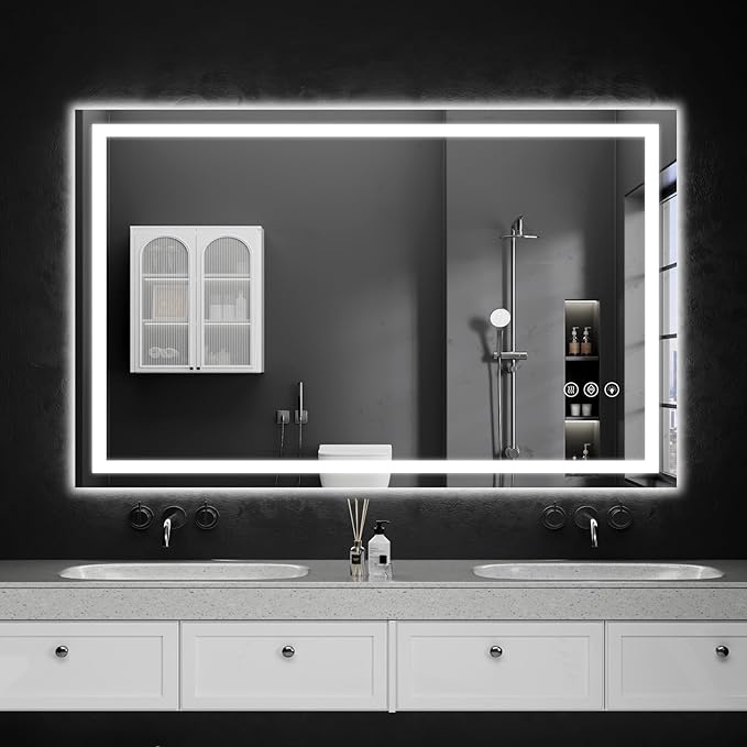 LED Bathroom Mirrors 40"x48" Bathroom Mirror with Lights for Wall, Backlit + Front Lit, 3 Colors, Anti-Fog, Dimmable Brightness for Vanity,Bathroom, Entryway, Living Room