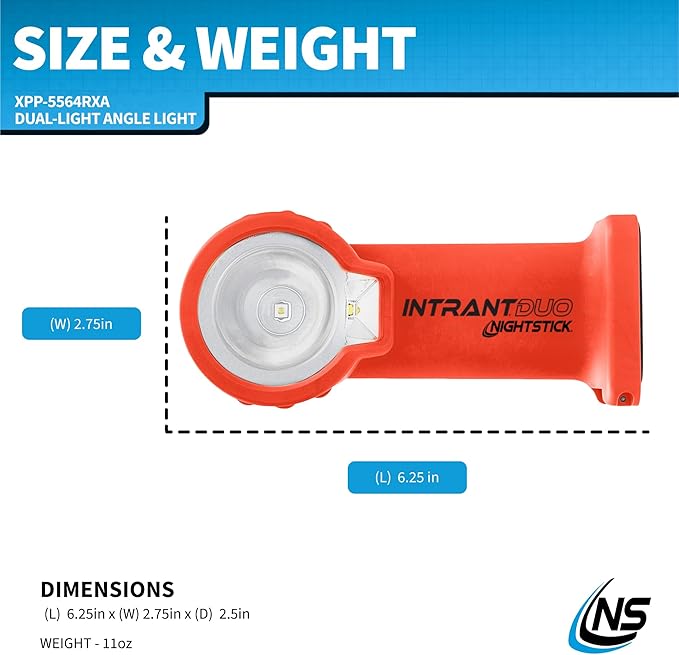 Nightstick XPP-5564 Intrant® Duo Intrinsically Safe Turbo Dual-Light Angle Light - 4 AA