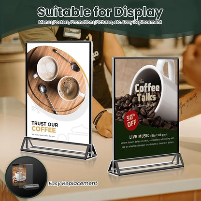 15 Pack Acrylic Sign Holder 4x6, Wedding Black Frame Table Number Holders Vertical, Clear Picture Frames Flyer Stands Tables Menu Holder, Double Photo Paper Display Holder for Party, Home, Office