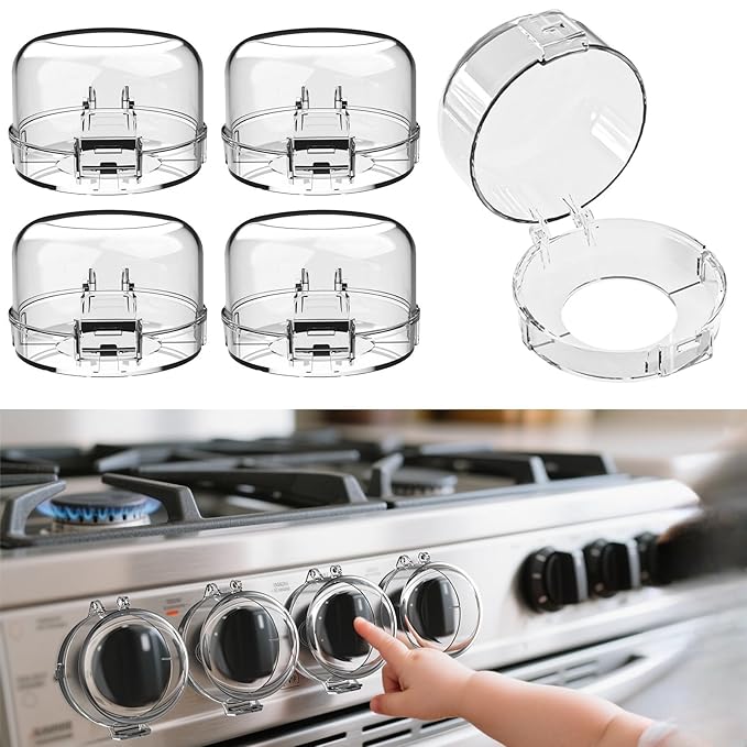 Child Safety Stove Knob Covers Fits knobs Under 1.56 inches in Diameter and 2.1 inches in Height Waterproof, Oil-Resistant, and Heat-Resistant (5-Pack)