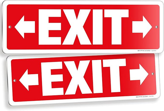 iSYFIX Exit Signs 2 Pack 12x4 Inch with Directional Right & Left Arrows - Rust Free Aluminum, Laminated for UV, Weather, Scratch Resistance - Ideal for Offices, Schools, Theaters, Restaurants
