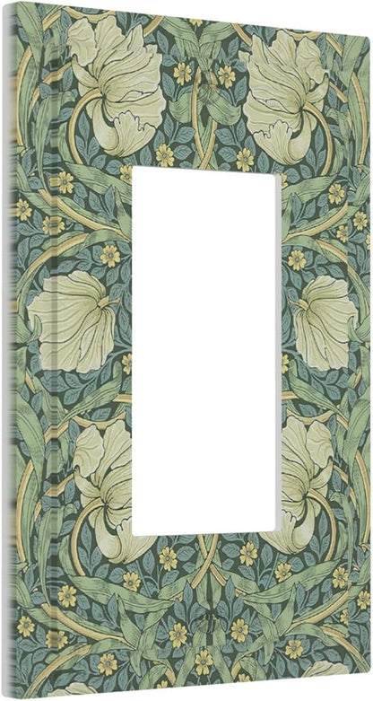 Decorative Outlet Covers Vintage Floral Plant Sage Green William Morris 1 Gang Single Rocker Light Switch Cover Plate Wall Plates GFCI Faceplate for Bedroom Home Decor