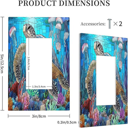 Decorative Outlet Covers Nautical Sea Turtle Coral Jellyfish 1 Gang Single Rocker Light Switch Cover Plate Wall Plates Gfci Faceplate For Kids Room Nursery Decor