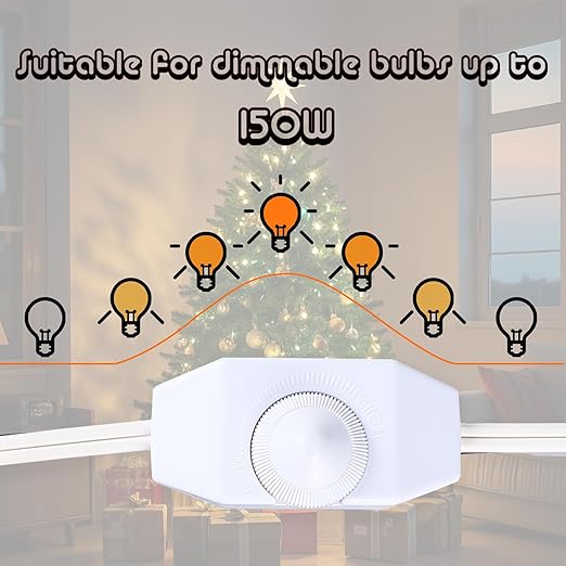 Dimmer Light Switch, 6FT Rotary Control for 120V 100W - Table Lamp Outdoor String Lights Dimmable Lights Dimming Thermostat Reptile - White Pack of 1