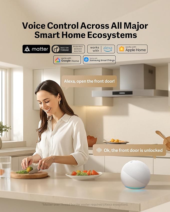 Lockin Veno Smart Deadbolt Lock with Palm Vein, Keyless Entry Smart Lock for Front Door with Doorbell, Fingerprint Lock with Built-in WiFi, App Remote Control, 7-Month Battery Life, IP65 Waterproof