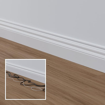 D-Line 13.12ft Cord Hider Kit, Patented Cable Cover, Hide Wires on Wall, Channel for TV Mount Cords, Raceway Wire Hiders, Paintable, Adhesive, Half Round, 4X 0.78in W x 0.39in H x 39in Lengths, White