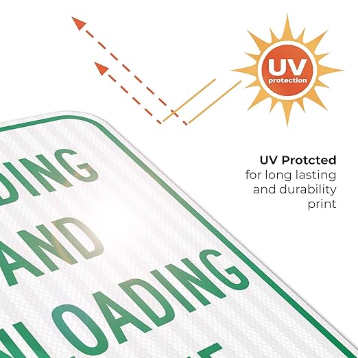 Loading and Unloading Zone Sign, 12x18 Inches, 3M EGP Reflective .063 Aluminum, Fade Resistant, Made in USA