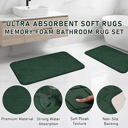 Bathroom Accessory Set - Dark Green Bathroom Set, 27PC Bathroom Accessories Set, Bathroom Sets with Shower Curtain and Rugs, Mini Trash Can, Toilet Brush, Trash Can & Soap Dispenser