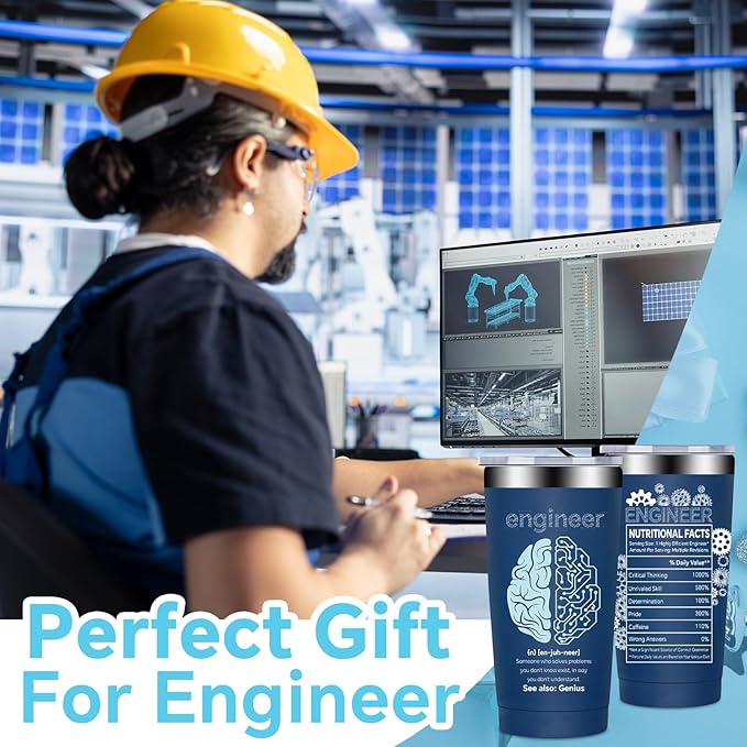 Fufandi Engineer Gifts, Mechanical Engineering Gifts for Men - Civil Engineering Student Graduation gift, Retirement Present for Engineer - Tumbler Cup 20oz