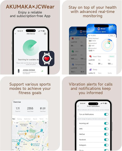 Health Fitness Tracker, Wearable Activity Step Tracker for Men Women, Continuous Sleep/ Heart Rate/ SpO2/ Stress/ Blood Pressure Monitor, IP68 Multiple Sports Modes Watch, Free App for Android iPhone