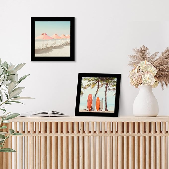 Americanflat 7x7 Picture Frame with Shatter-Resistant Glass - Signature Collection - Gallery Style Frames Made of Engineered Wood - Square Frame for Tabletop and Wall Display - Black