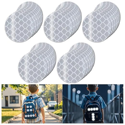 Non Fading White Reflective Stickers 2-inch Diameter Round Reflector, Outdoor Waterproof High Visibility Warning Adhesive Tape (50 Pcs)