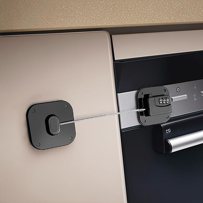 Refrigerator Lock - Heavy Duty Fridge & Freezer Safety Latch for Babies & Toddlers, Easy Install Kitchen Cabinet Lock (Grey, 2)