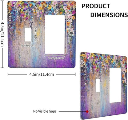 Colorful Country Flower Wildflower Floral Outlet Covers 1 Toggle 1 Rocker Combination Decorative Wall Plate Electrical Switch Plates Light Switch Cover Plate For Bed Room Living Room Decor