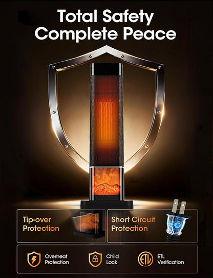 Manastin Space Heaters for Indoor Use, Electric Heaters with Remote, Adjustable Thermostat, 120° Oscillation, 24H Timer, Child Lock & Safety Protection, Portable Heater for Large Room, Office, Garage
