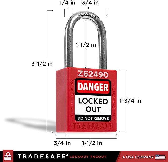 TRADESAFE Lockout Tagout Locks Set - 20 Red Keyed Alike Padlocks, 2 Keys Per Lock, OSHA Compliant Loto Locks for Lock Out Tag Out Stations, Premium Grade