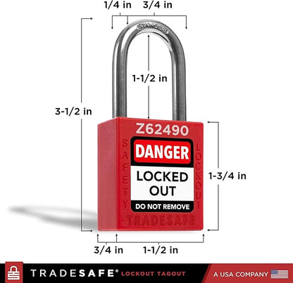 TRADESAFE Lockout Tagout Locks Set - 20 Red Keyed Alike Padlocks, 2 Keys Per Lock, OSHA Compliant Loto Locks for Lock Out Tag Out Stations, Premium Grade