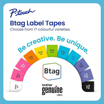 Brother Genuine P-Touch Btag BTAG233 Blue on White Label Tape ~1/2in by 13.1ft (12mm x 4m)