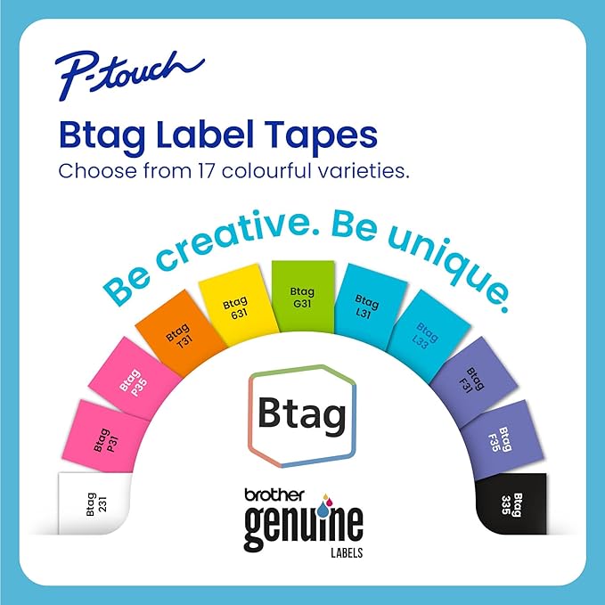 Brother Genuine P-Touch Btag BTAG135 White on Clear Label Tape ~1/2in by 13.1ft (12mm x 4m)