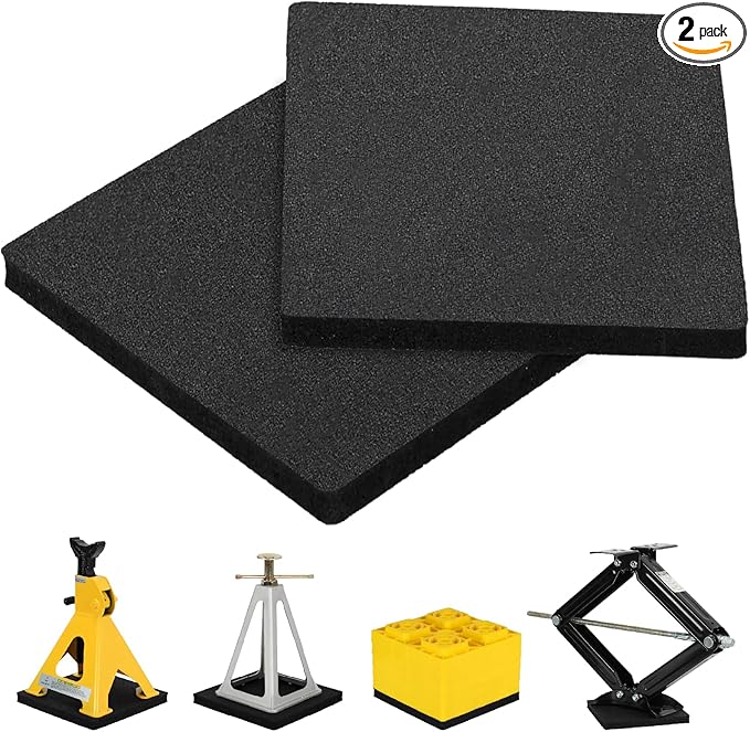 OULEME RV Leveling Block Flex Pads, 8.5” Rubber Jack Pads, Anti-Vibration & Anti-Slip Mats, for Camper Travel Trailer Jacks & Stands & Stabilizers on Uneven Surfaces, 2-Pack