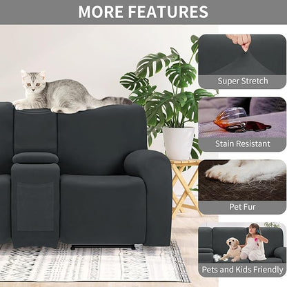 Easy-Going 100% Waterproof Recliner Cover Additional Seat Cover for Reclining Couch, Stretch Sofa Covers Washable Furniture Protector for Kids & Pets, 1 Seat, Dark Gray