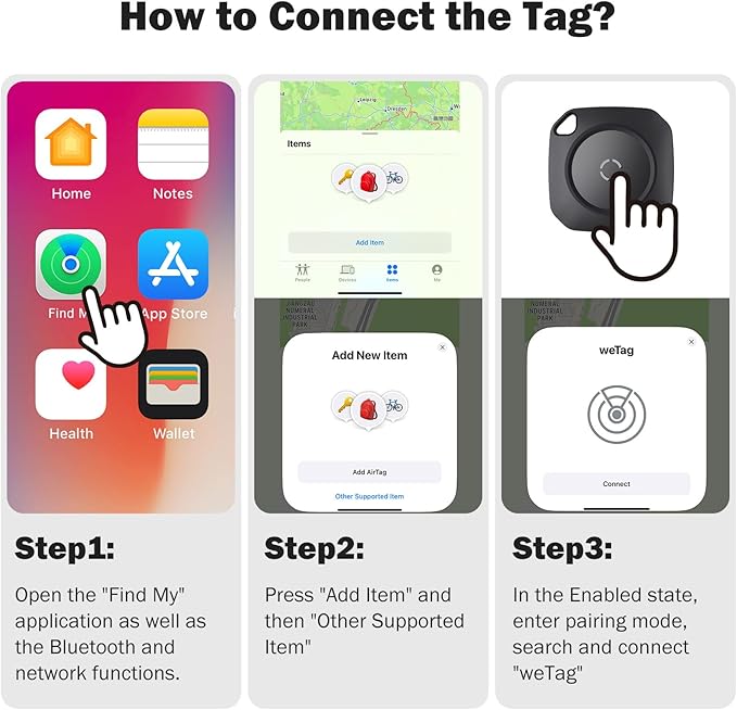 Air Tracker Tag-1P, Smart Tag Work with Apple Find My(iOS Only), Luggage Tracker Tag for Key, Luggage, Backpack, Suitcase, Replaceable Battery, weTag, Black