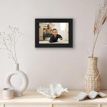 Americanflat 5x7 Picture Frame with Shatter-Resistant Glass - Signature Collection - Gallery-Style Frames Made of Engineered Wood - Photo Frame for Tabletop and Wall Display - Black
