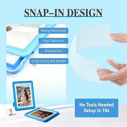 Blue 5x7 Picture Frame with Acrylic Front 3 Pack, ABS Frame for 5x7 or 4x8 Photos, Shatterproof UV-Resistant Tabletop Photo Frame, Vertical/Horizontal Display for Home Décor