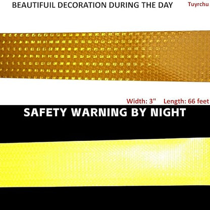 Reflective Tape Yellow 3 inch, Outdoor Waterproof High Visibility Warning Industrial Marking Tape, Safety Stickers (68 feet)